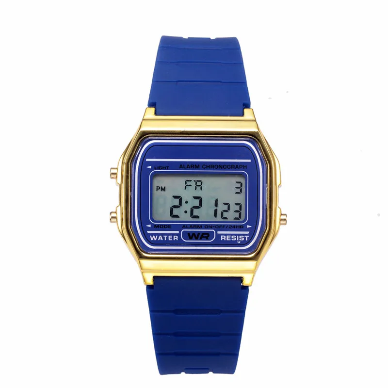Модные женские часы электронные цифровые женские спортивные наручные часы модные цвета силиконовый ремешок повседневные часы Reloj Mujer@ 50 - Цвет: Blue