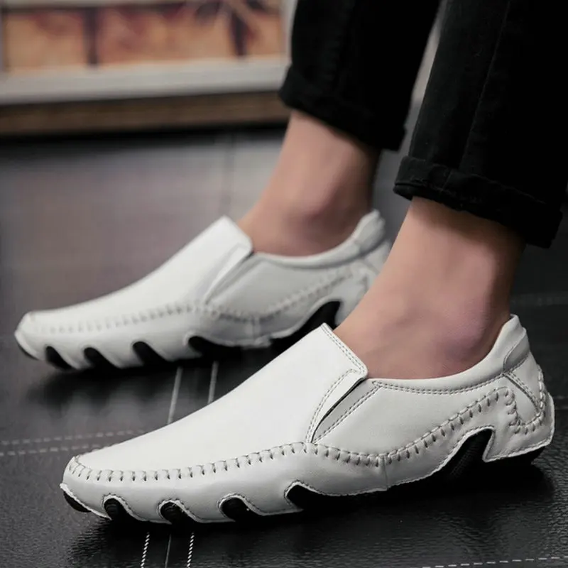 

Men Casual Shoes High Quality cow Leather Male Black Loafers Breathable Moccasins Men Slip On Driving Shoes KK-22Z