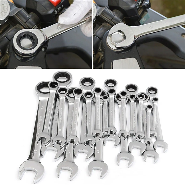 Raitool<ALIMT >&trade;</ALIMT> HT01 Chrome Vanadium Steel Metric Ratchet Spanner Gear Wrench Fixed Head 6-32mm 