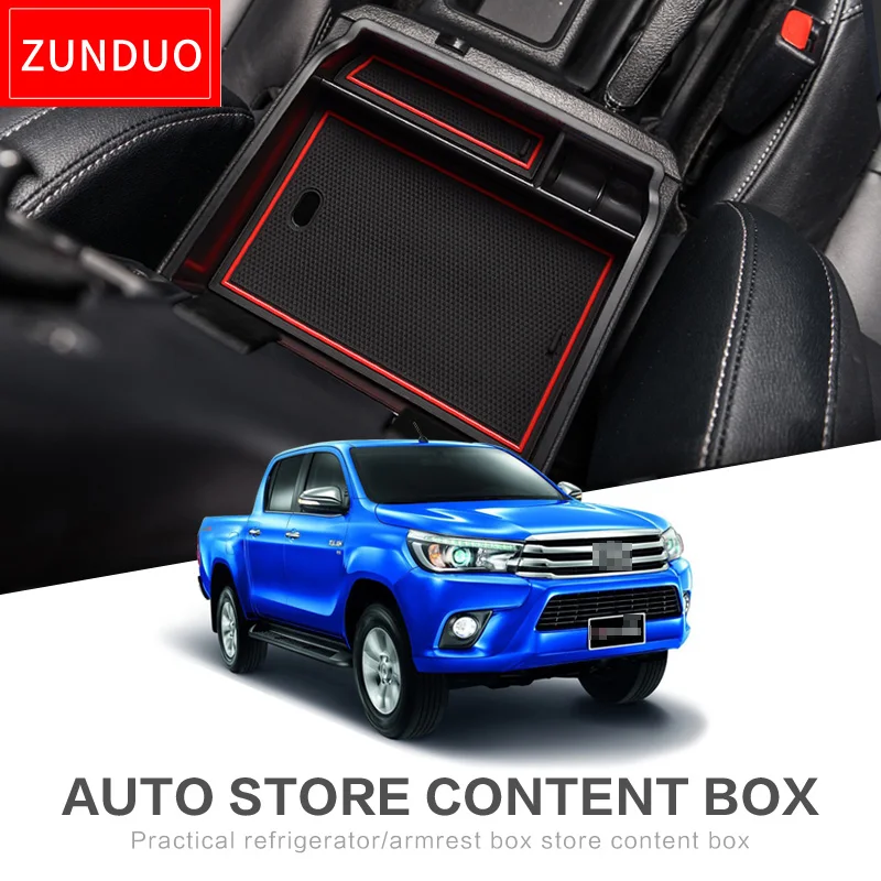 

ZUNDUO For Toyota Hilux REVO SR5 Fortuner 2015-2018Armrest Box Center Secondary Storage