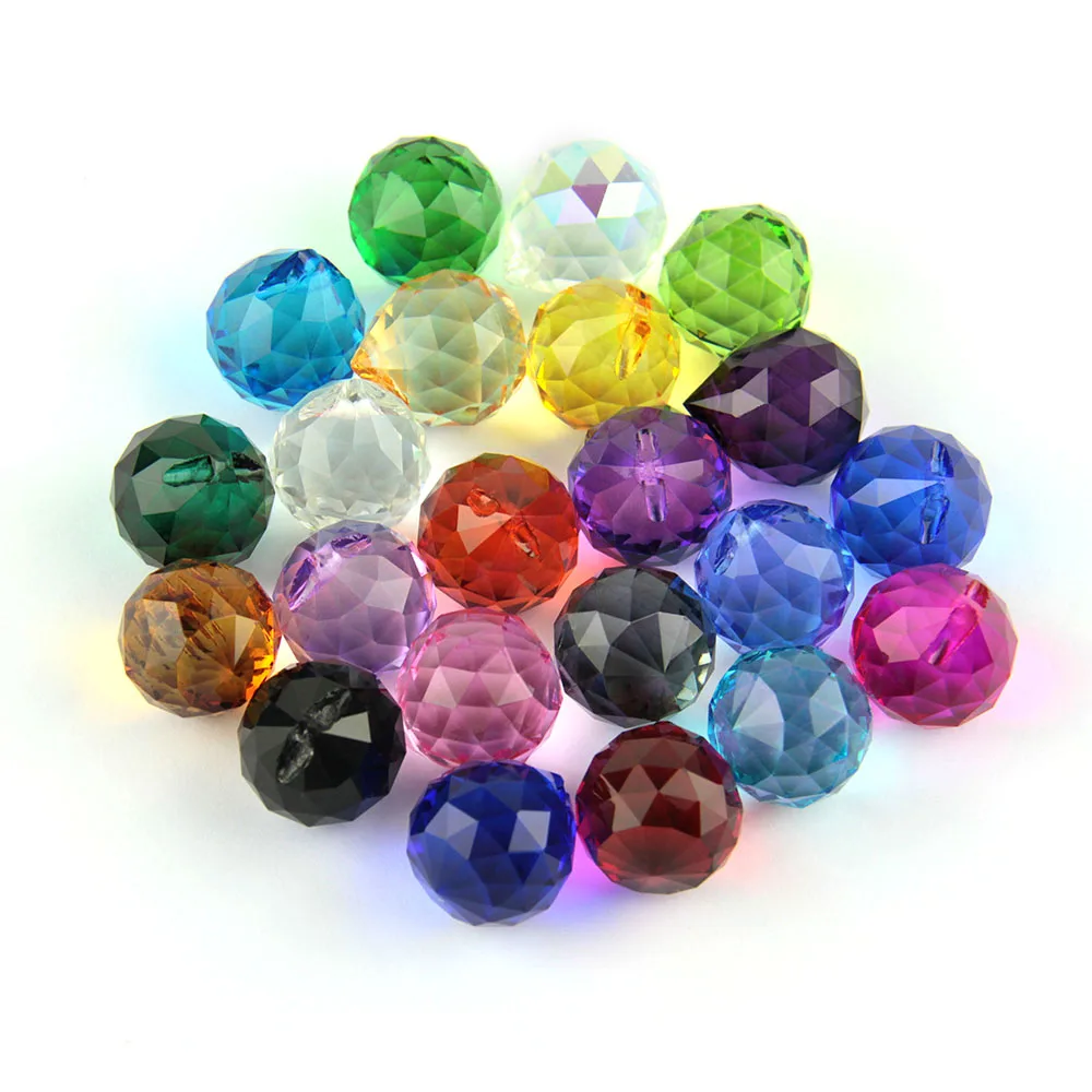 20mm 30pcs Mixcolor Chandelier Prisms Crystal Faceted Ball Suncatcher for Living Room Curtain Decor |