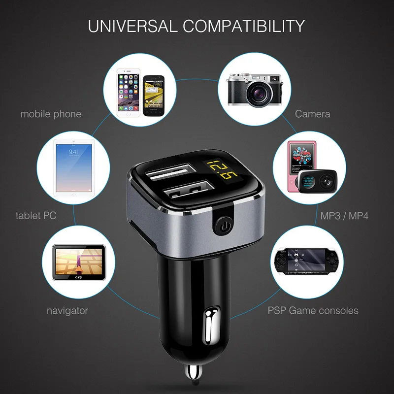 Новое автомобильное зарядное устройство с двумя usb портами Быстрая зарядка 3.1A