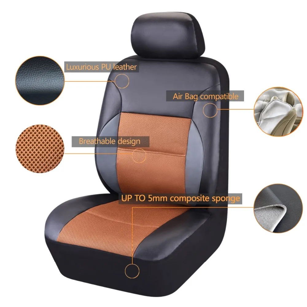 Из искусственной кожи 2 Чехлы для передних сидений автомобиля Универсальные подходят для большинства автомобильных сидений, автомобильные аксессуары для украшения интерьера, защита для автомобильных сидений