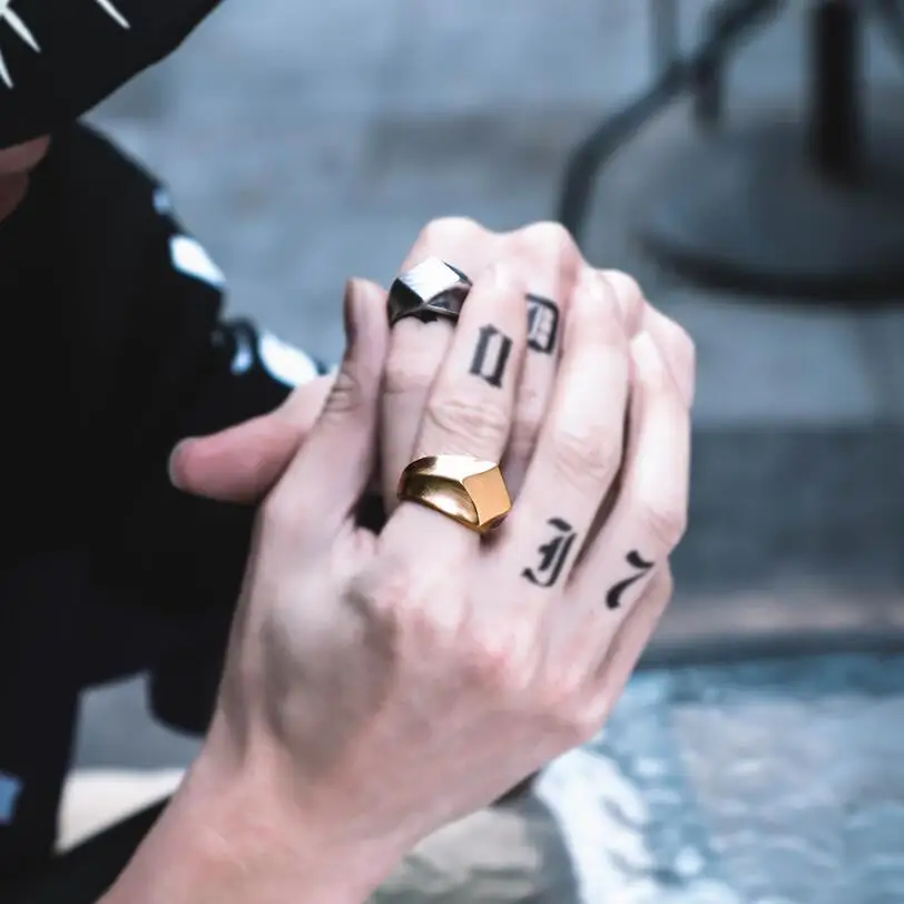 Классическое черное квадратное мужское кольцо из нержавеющей стали в винтажном стиле, серебряное кольцо для мужчин, хип-хоп панк кольцо на палец Ангел masculino