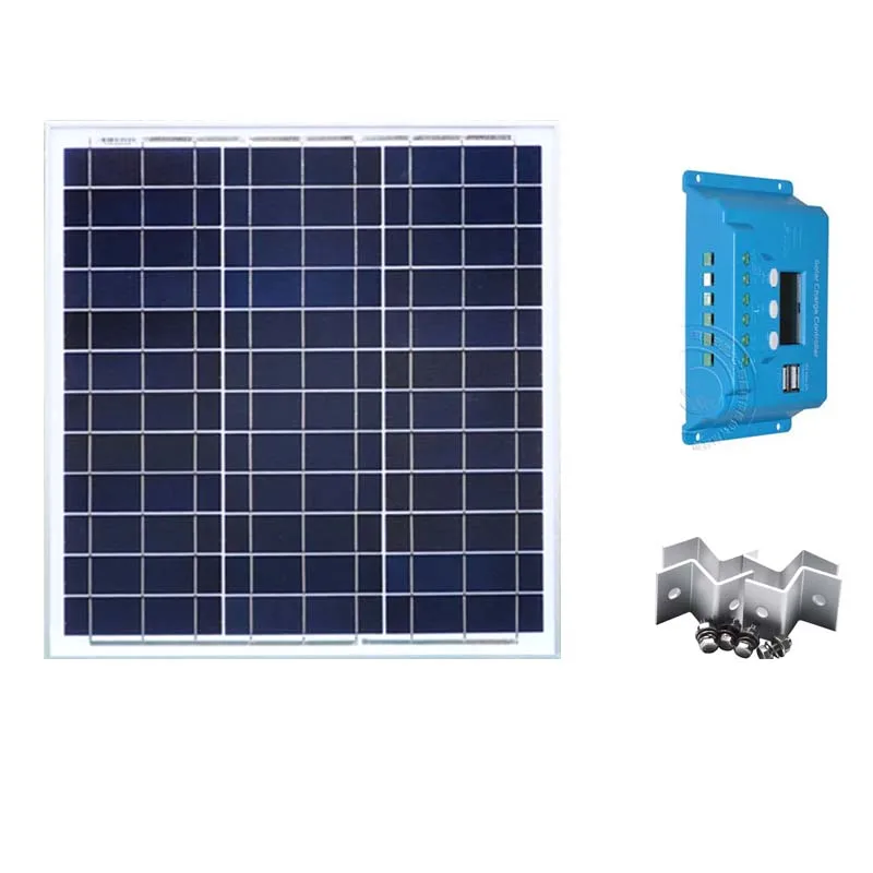 

Solar Kit Solar Panel 12v 40w Poly Solar Charge Controller 12v/24v 10A Solar Module Mount Car Caravan Camp Rv Off Grid Motorhome