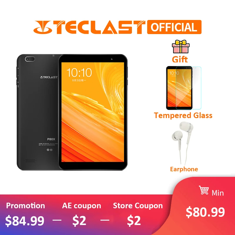 

Teclast P80X 4G Phablet Android 9.0 Tablets 8 inch 1280 x 800 Tablet PC SC9863A Octa Core 2GB RAM 32GB ROM GPS Dual Camera