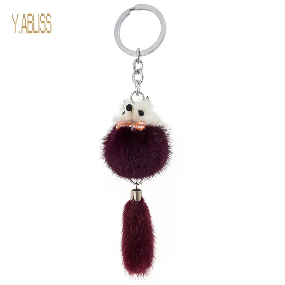 100 Real Mink Fur Fox Key Chain for Women Cute Keychains on Bag Fur Ball Fox Car Key Ring