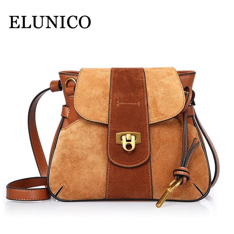 

ELUNICO 2018 New Fashion Small Split Leather Saddle Bags for Women Messenger Bag Ladies High Quality Crossbody Shoulder Bags Sac