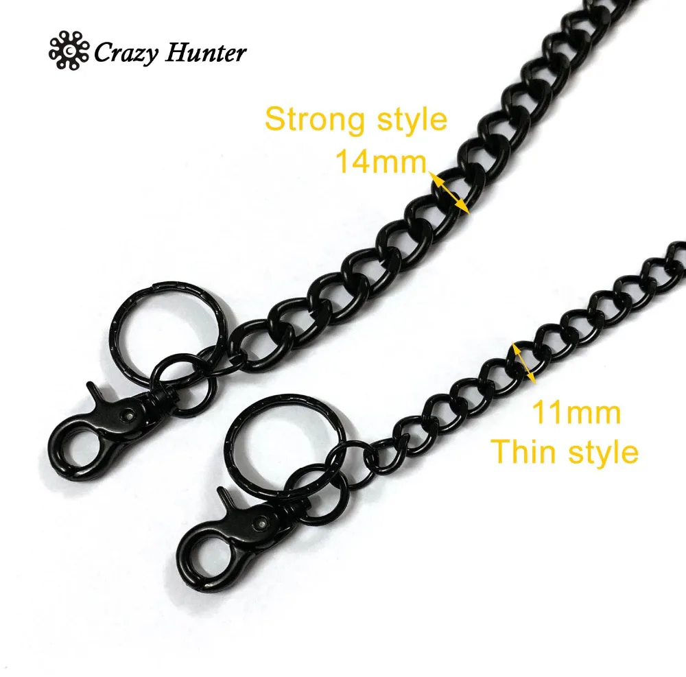 Solid Black Metal Biker Punk Wallet Chain Long Keychain Pants Chain