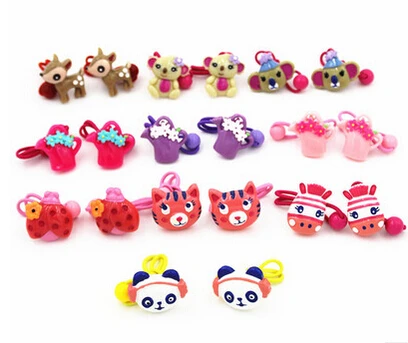 Free shipping 20pcs/lot New Girl Elastic Hair Bands Cartoon Hair Tie Rope Ring Rubber Ponytail Holder Hair Bands For children fast shipping d shaped leather bag handle metal ring handbag handles replacement diy purse luggage handcrafted accessories