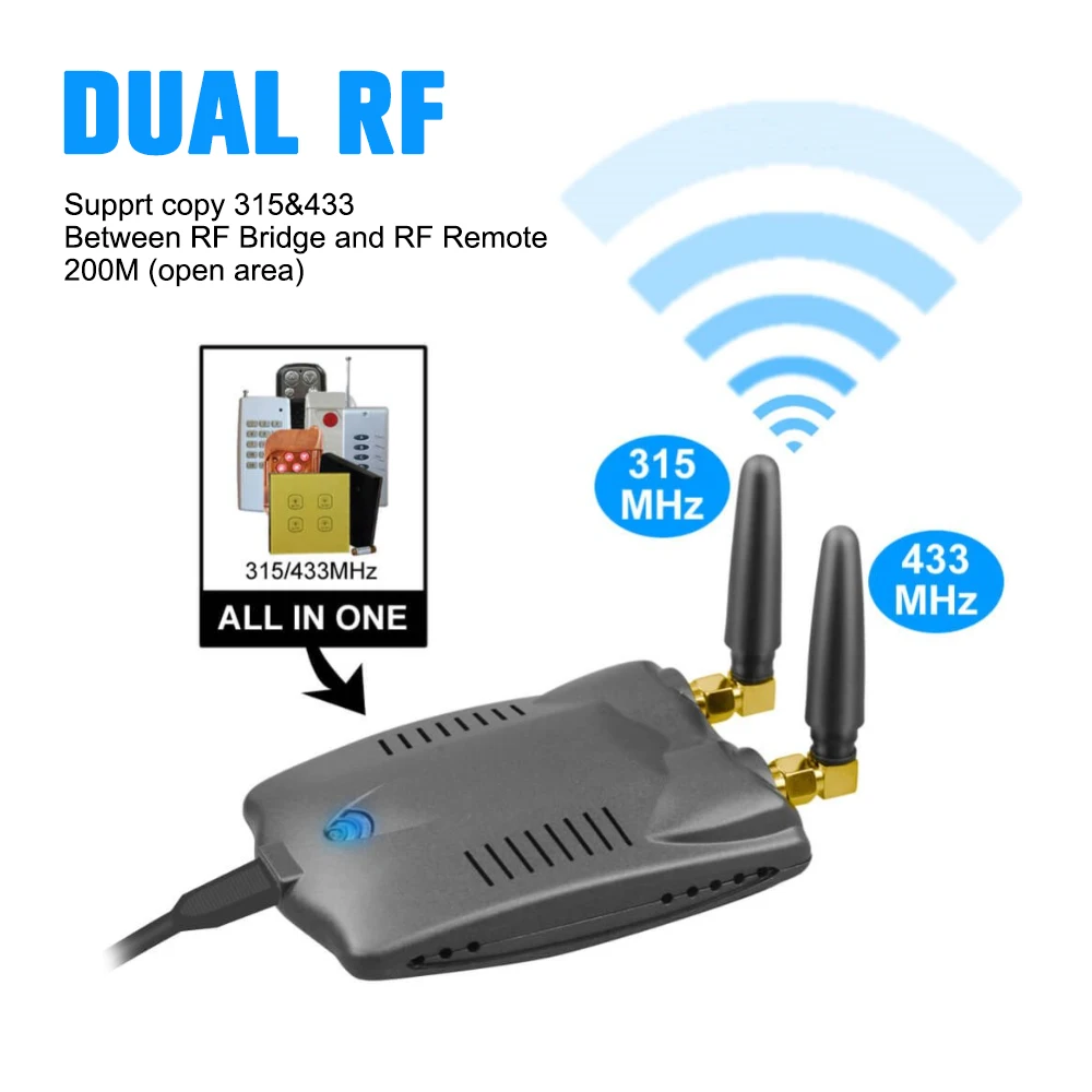 

Smart Home Automation RF Bridge DIY 315MHz 433MHz Convert Remote Controllers to App via WIFI Wireless Switch for googl home