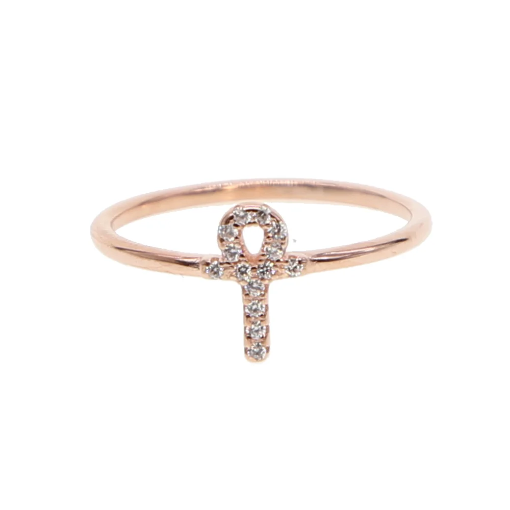 

Trendy Moon rose gold Egyptian Ankh LUCKY Rings Fashion 925 silver Rings Vintage Ring For Women wedding eternity love Gift 2019