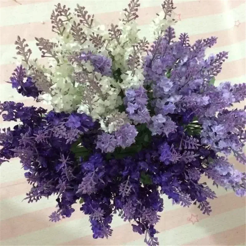 10 Heads Flores Artificial Lavender Silk Plants Flower Bouquet Wedding Home Decor Decorative 
