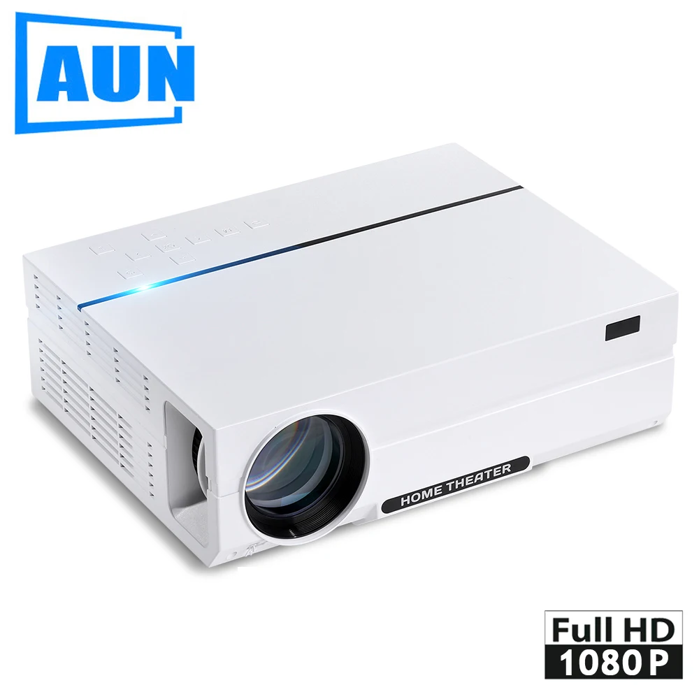 

AUN Full HD Projector AKEY4. 1920*1080, 3,600 Lumens LED Projector with HDMI, USB, VGA, Speaker. Ultra-Quiet LED TV