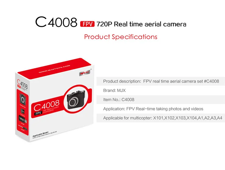 Original MJX C4008 720P FPV Camera Component 6 Axis FPV 2.4G X Series