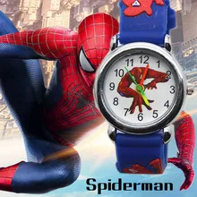 Детские часы с 3d-изображением Человека-паука для мальчиков и девочек, детские часы с супергероем человеком-пауком, силиконовые детские часы, подарок на день рождения
