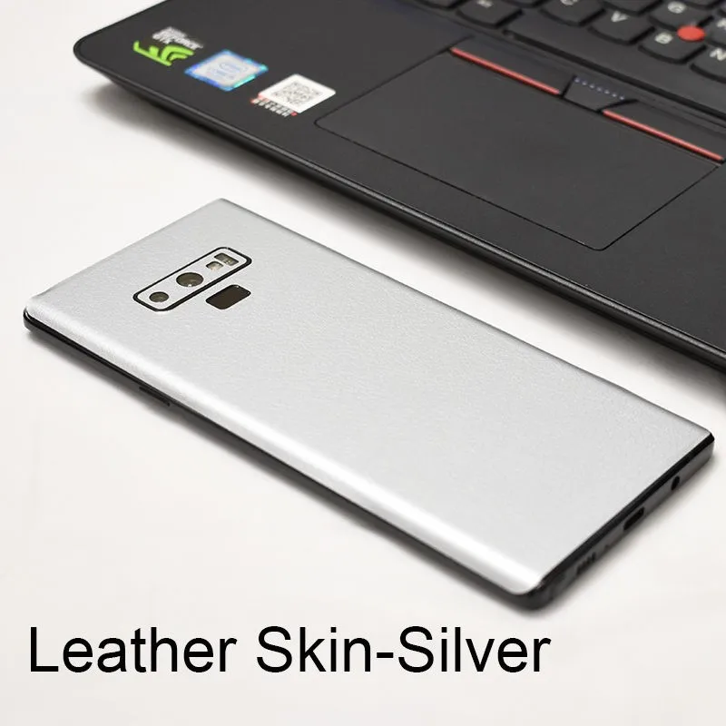 3D углеродное волокно/кожа/дерево шкуры/змеиная кожа телефон задняя крышка наклейка для SAMSUNG Galaxy S10e S10+ Note 9 8 S9 S8 Plus S7Edge - Цвет: Leather Silver