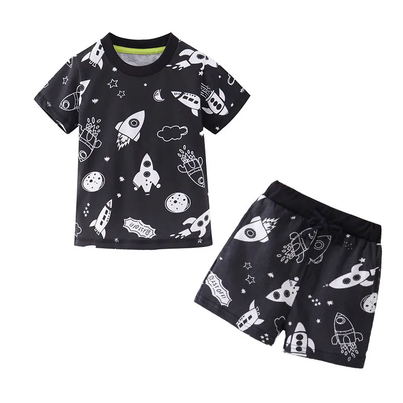 

Newest Summer Boy Clothing Set Children Rockets Fashion Boys Suit Kids Outfit Cotton Tops + Shorts 2 -7 Year Kids Boy Clothing