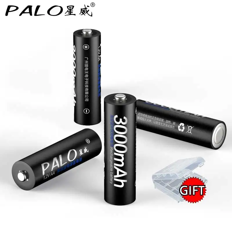 PALO 8 шт. 2a AA перезаряжаемые батареи AA NiMH 1,2 V 3000mAh aa Аккумуляторы для дистанционного управления игрушечной камеры