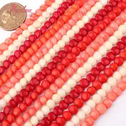 7 мм Гладкие монеты красный, розовый, белый, коралловые бусины из природного камня для DIY ожерелье ювелирные изделия для создания браслетов