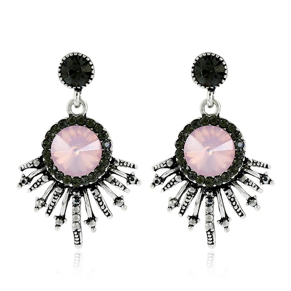 Pink Crystal Rhinestone Dangle Earrings Drop Earrings Women Wedding