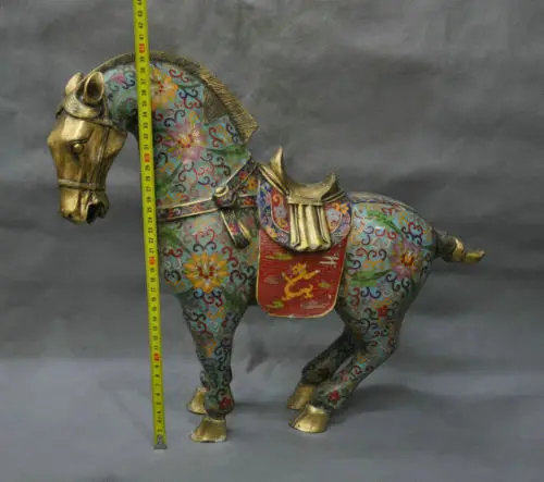 

xd 001440 18'' China Cloisonne Enemal Horse Bronze Statue