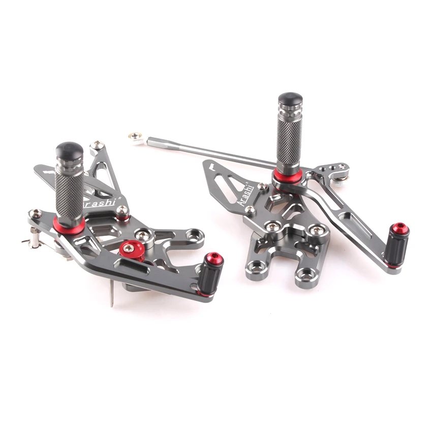 

For Kawasaki Ninja ZX10R 2004 2005 CNC Gray Adjustable Rearset Foot Pegs Aluminum Motorcycle