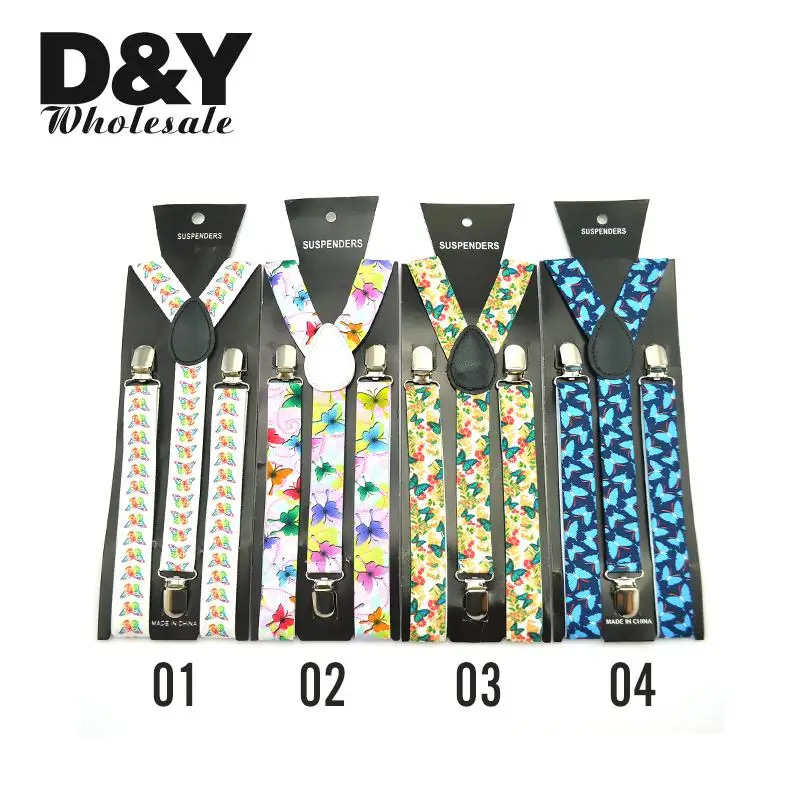 

Men women Unisex Clip-on Braces adjustable Elastic Suspender 4 Colors "butterfly" pattern Y-back Suspenders Wholesale & Retail