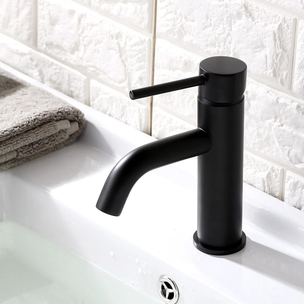 Billig Matt Schwarz   Gold Runde Stil Becken Wasserhahn Messing Bad Wasserhahn Einzigen Loch Deck Montieren Wasser Mischer