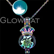 C563 Multi Color Lucky Purse Pearl Cage Necklace Locket Pendant Charms