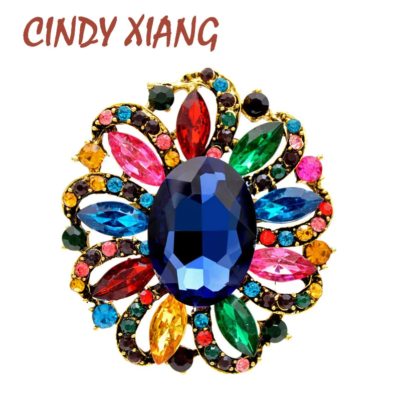 Винтажная женская брошь CINDY XIANG яркое украшение с кристаллами и стразами