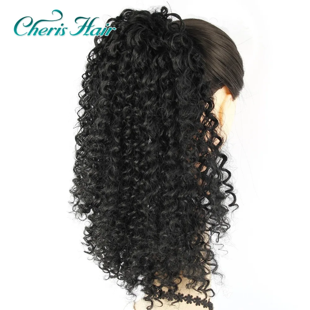 Cordão Sopro Afro Crespo Encaracolado Africano Americano Curto Envoltório Clipe Sintético em Rabo de Cavalo Rabo de Cavalo Loiro Castanho Cor 14 Cordão puff afro kinky curly rabo de