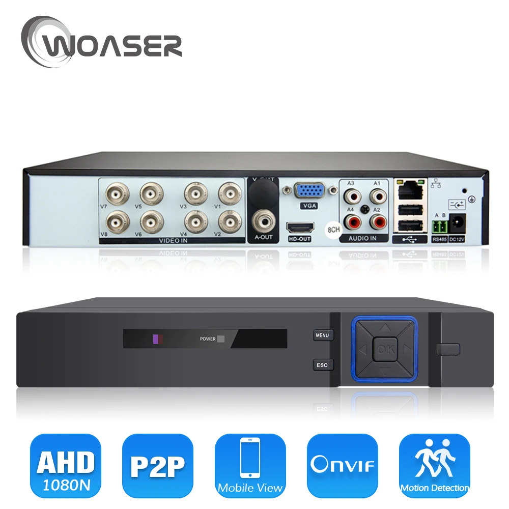 

WOASER 8Channel 1080P AHD-NH Hybrid AHD DVR Recorder 5 In 1 Hybrid AHD DVR 1080P/720P Support For 2.0MP AHD Camera and IP Camera