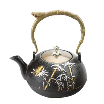 

2017 1.2L Southern Japanese Cast Iron Tea Pot Handpaited Bamboo Cicada Kettle Creative Kung Fu Teapot Drinkware