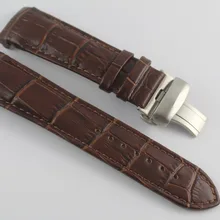 23 мм(Пряжка 20 мм) T035617A T035439 Высококачественная Серебряная Пряжка-бабочка+ коричневый ремешок из натуральной кожи с изогнутым концом для T035