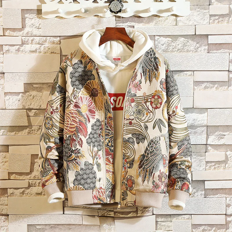 

Both Side With Chinese Dragon Embroidery Jacket for Men 2019 Autumn jaqueta masculino New Casual Bomber Coat Hip Hop Streetwear