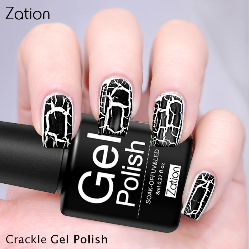 Zation Colorful Crack UV Nail Gel Lacquer Crackle Top Base Coat Gel