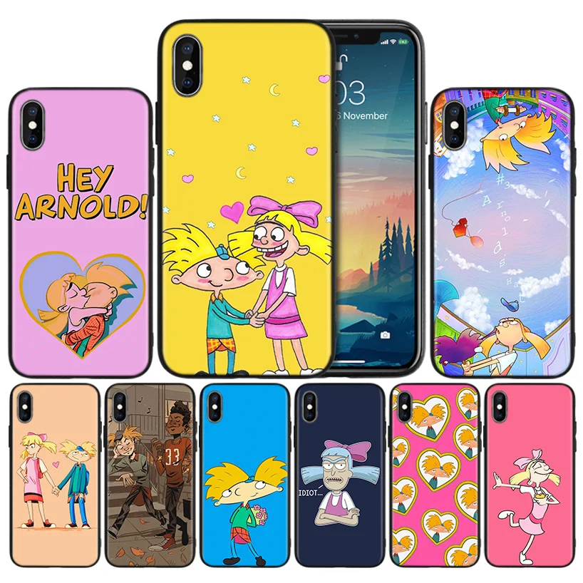 

Hey Arnold Black Silicone Phone Case for iPhone 7 8 XS Max XR X 6 6S 5 5C 5S SE Plus 7Plus 8Plus 6Plus 6sPlus Back Cover Couqe