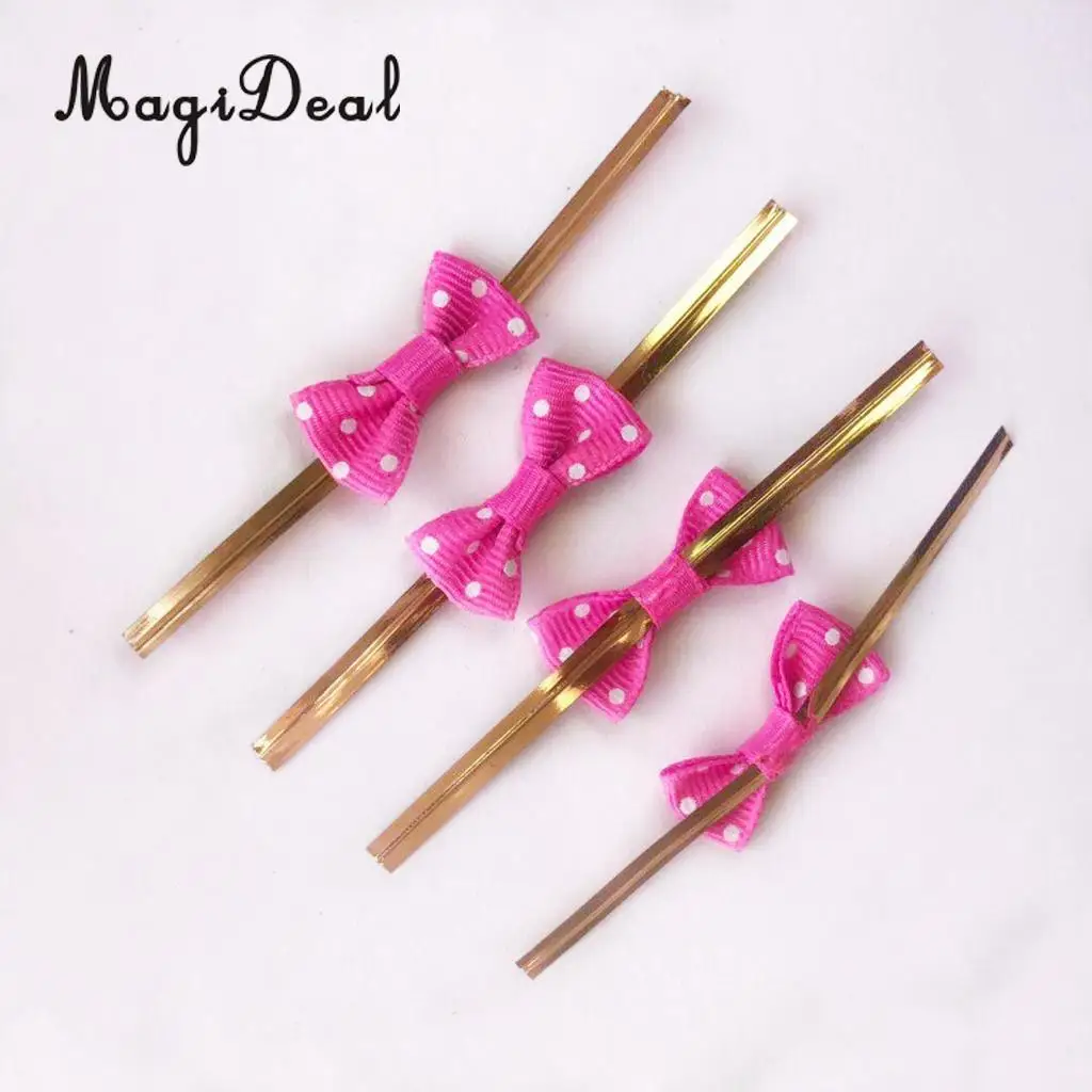 100pcs 12 Colors Metallic Twist Wire Tie Bowknot Candy Cookie Cake Cello Bag Wedding Party Favours 8cm Long 