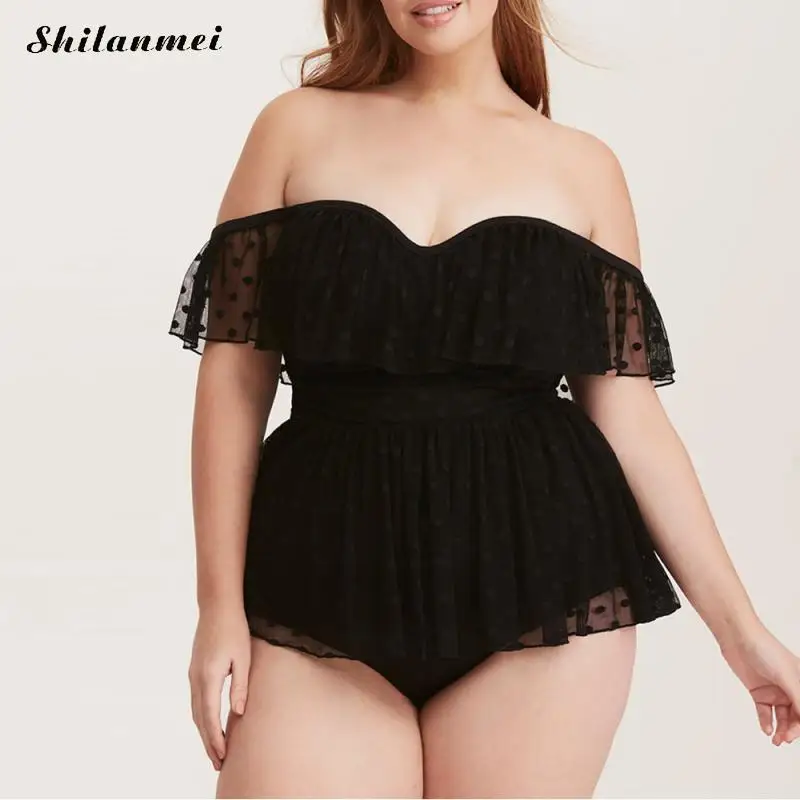 

Nylon Plus Size One-Piece Swimsuit Dress For Women 2018 Korea Slimming Swimwear Swimming Suit Black Push Up Women Clothing 5XL
