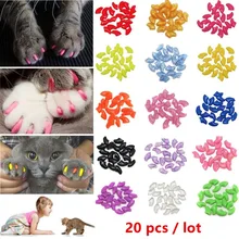 Nicrew tampa de silicone macia para unha gato, capa colorida para unha de gato, garra protetora de unha de animal de estimação, capa de gato, 20 peças suprimentos para aliciamento