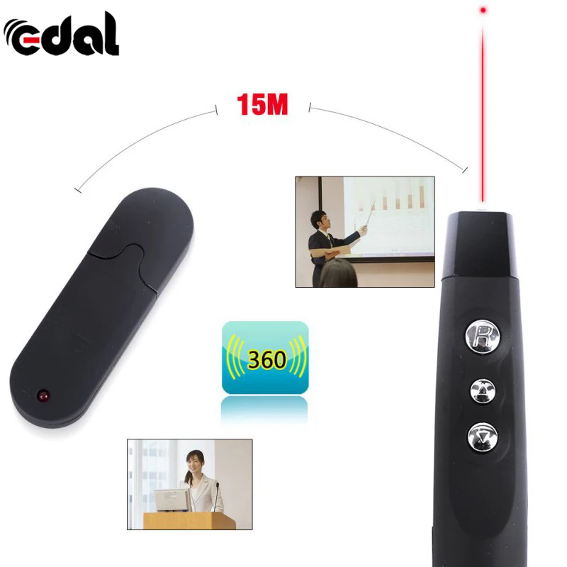 

EDAL Black/Silver USB PowerPoint PPT Presenter Remote Control Wireless Laser RF Pointer Pen