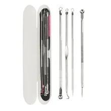 4 pçs/set double-ended acne agulha cravo mancha removedor espinha comedone limpeza facial cuidados com a pele ferramenta de aço inoxidável