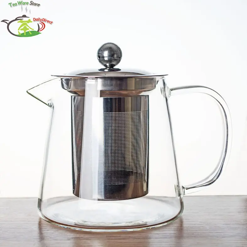 1х 6в1 кунг-фу кофейный чайный сервиз B-500ml конической формы стеклянный цветочный чайник фильтр из нержавеющей стали+ хрустальный нагреватель+ 4* чашка с двойными стенками