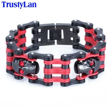 TrustyLan, крутой, 25 мм, широкий, красный, нержавеющая сталь, мужской браслет с черепом, цепь для мотоцикла, велосипеда, мужские браслеты, ювелирные изделия, подарки для него