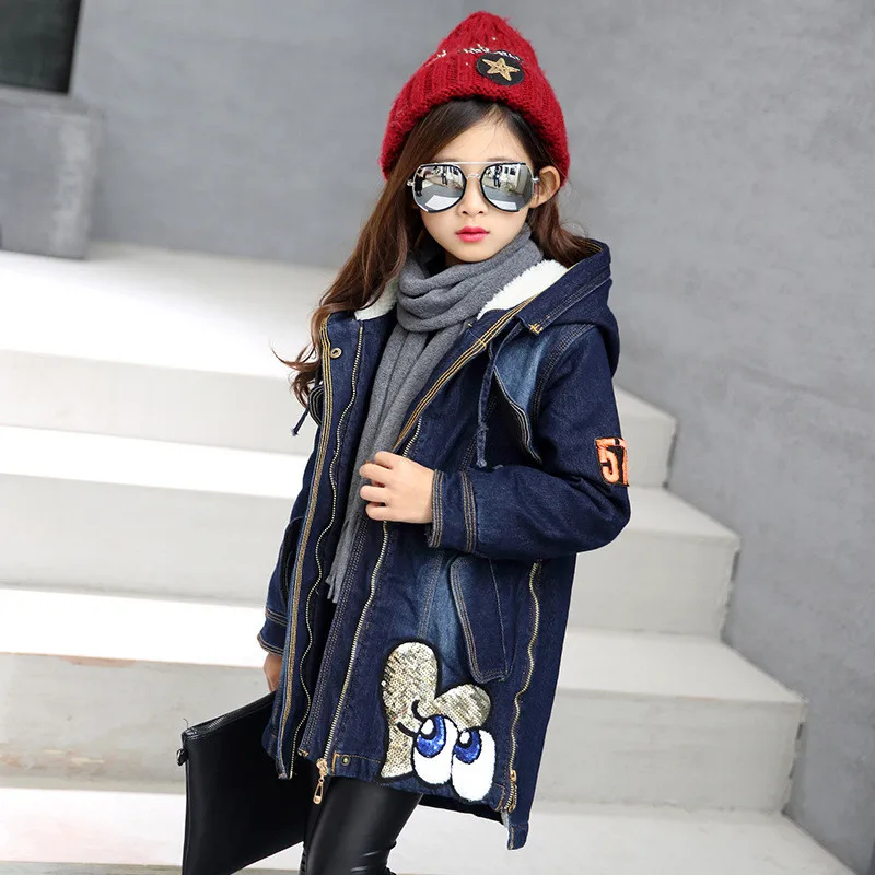 Fashion Girls Winter Coats Gaueey Blue Baby Girls Autumn Jacket Sequins Kids Jackets For Girls Denim Coats Warm Children Outwear цена Fashion Girls Winter Coats Gaueey Blue Baby Girls Autumn Jacket Sequins Kids Jackets For Girls Denim Coats Warm Children Outwear цены онлайн