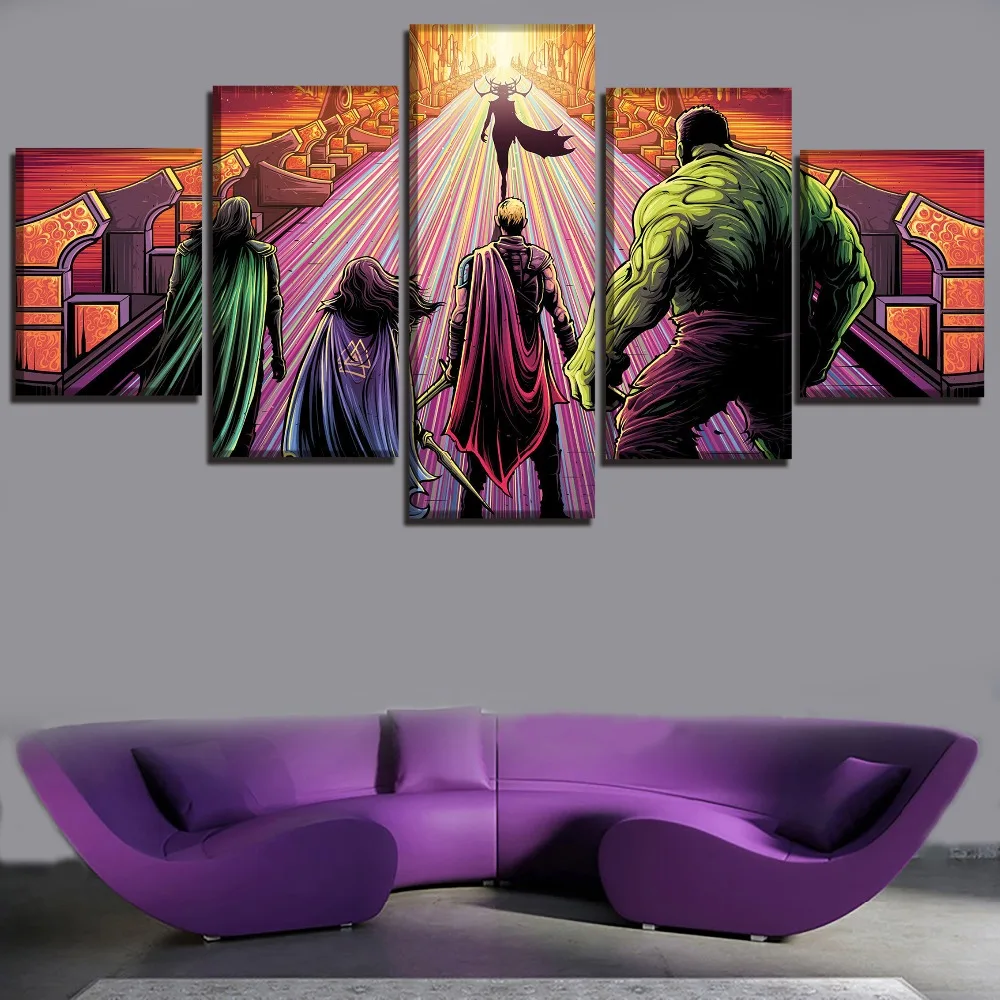 

High Quality Canvas Print Picture One Set 5 Piece Movie Thor Ragnarok Poster Modular Framework Home Decor Wall Painting Artwork