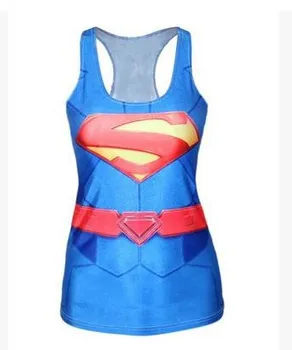

Women Superman Logo Print Sleeveless Fitness Vest Workout Seamless Summer Aerobics Exercise Stretch Tank Top Hiphop Fiber Soft