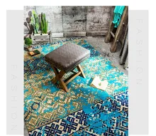 Estilo mediterrâneo azul tapete de casamento, azul tapete de chão da sala 200*300 cm, decoração de casa tapete tapete de cabeceira