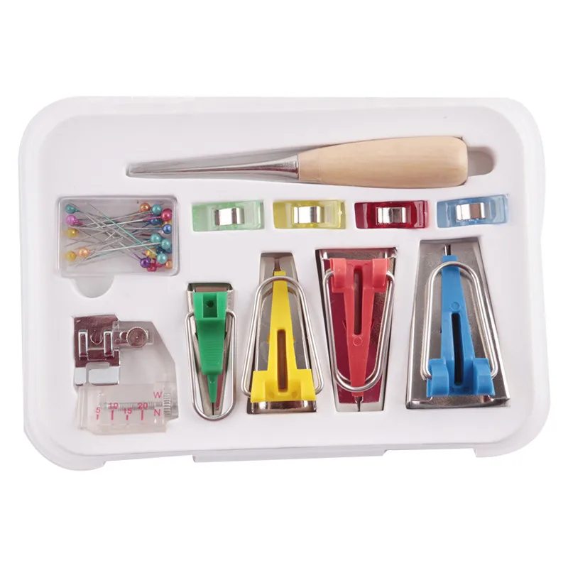 

New Fabric Clover Bias Tape Makers Binder Binding Snap on Foot Awl Pin for Patchwork Sewing Accessories Quilt Craft Machine Tool